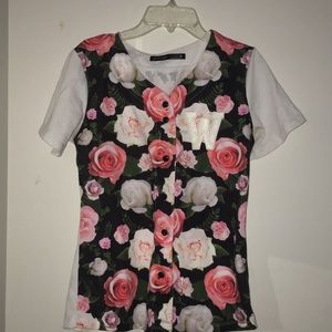 Pink rose button shirt